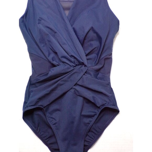 🆕 MIRACLESUIT Palma Illusion Slimming One Piece Swimsuit 8 Navy Blue - Picture 6 of 11